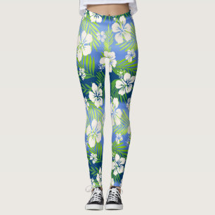 Kalani Tie Dye Blend Tropisch Hibiscus - Blauw Leggings