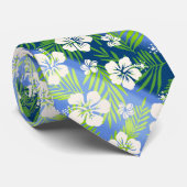 Kalani Tie Dye Blend Tropisch Hibiscus - Blauw Stropdas (Opgerold)