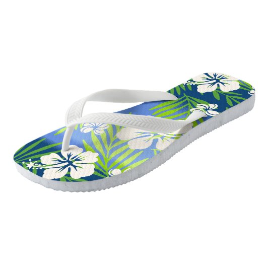 Kalani Tie Dye Blend Tropisch Hibiscus - Blauw Teenslippers (Schuin)
