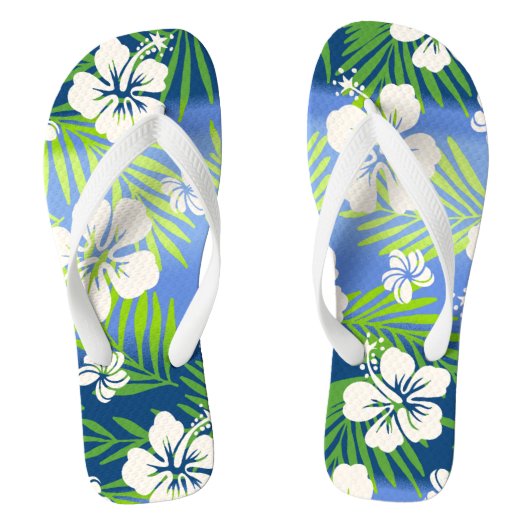 Kalani Tie Dye Blend Tropisch Hibiscus - Blauw Teenslippers (Voetbed)