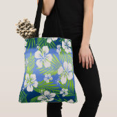 Kalani Tie Dye Blend Tropisch Hibiscus - Blauw Tote Bag (Dichtbij)