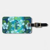 Kalani Tie Dye Blend Tropisch Hibiscus - Blauwgroe Bagagelabel (Voorkant horizontaal)