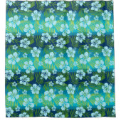 Kalani Tie Dye Blend Tropisch Hibiscus - Blauwgroe Douchegordijn (Voorkant)