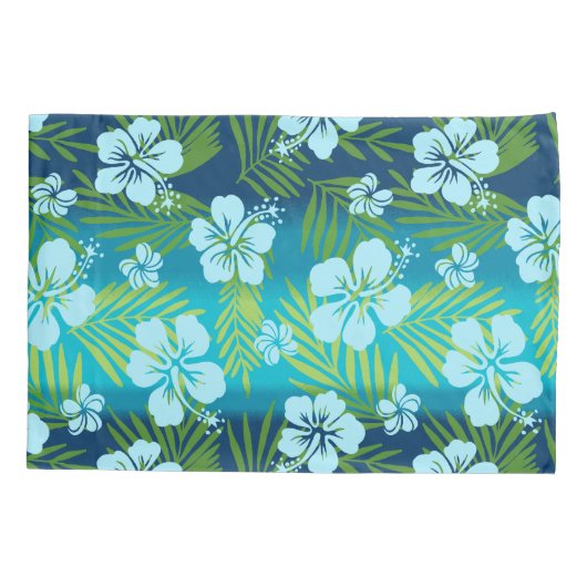 Kalani Tie Dye Blend Tropisch Hibiscus - Blauwgroe Kussensloop (Achterkant)