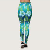 Kalani Tie Dye Blend Tropisch Hibiscus - Blauwgroe Leggings (Achterkant)