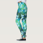 Kalani Tie Dye Blend Tropisch Hibiscus - Blauwgroe Leggings (Links)