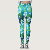 Kalani Tie Dye Blend Tropisch Hibiscus - Blauwgroe Leggings (Voorkant)
