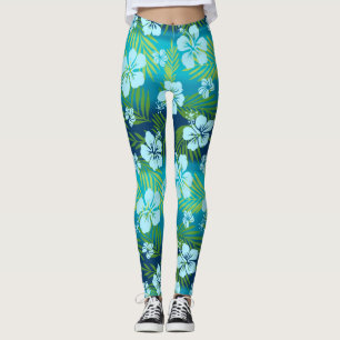 Kalani Tie Dye Blend Tropisch Hibiscus - Blauwgroe Leggings