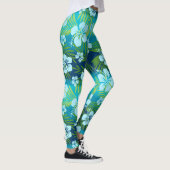 Kalani Tie Dye Blend Tropisch Hibiscus - Blauwgroe Leggings (Rechts)