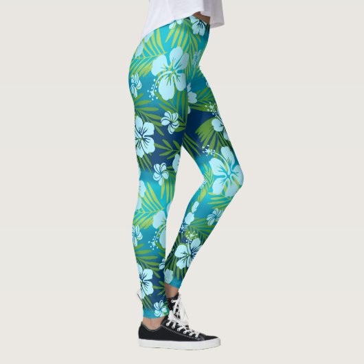 Kalani Tie Dye Blend Tropisch Hibiscus - Blauwgroe Leggings (Rechts)