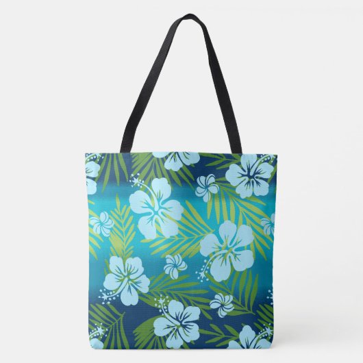 Kalani Tie Dye Blend Tropisch Hibiscus - Blauwgroe Tote Bag (Voorkant)