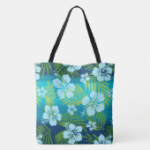 Kalani Tie Dye Blend Tropisch Hibiscus - Blauwgroe Tote Bag (Achterkant)