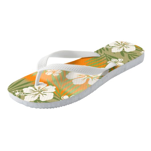 Kalani Tie Dye Blend Tropisch Hibiscus - Oranje Teenslippers (Schuin)