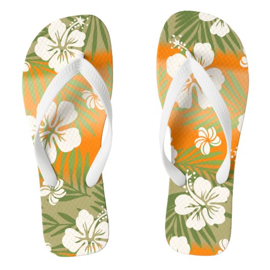 Kalani Tie Dye Blend Tropisch Hibiscus - Oranje Teenslippers (Voetbed)