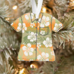 Kalani Tie Dye Blend Tropische Hibiscus Aloha Shir Ornament<br><div class="desc">Khaki,  sinaasappel,  perziken,  olijfgaarden en groene kleurwegen. Whimsical hibiscus en plumeria bloemen dansen bovenop de tonaalpalmbladeren op een gestreept stropdas-geverfd mengsel van kleuren. Dit ontwerp was geïnspireerd door de Aloha-shirten en tropische design voor de jaren zeventig en de bloem. Dit ontwerp komt op verscheidene kleurenmanieren.</div>