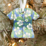 Kalani Tie Dye Blend Tropische Hibiscus Aloha Shir Ornament<br><div class="desc">Royal blue,  oceaanblauw,  cornflower,  palm en kalkgroene kleurweg. Whimsical hibiscus en plumeria bloemen dansen bovenop de tonaalpalmbladeren op een gestreept stropdas-geverfd mengsel van kleuren. Dit ontwerp was geïnspireerd door de Aloha-shirten en tropische design voor de jaren zeventig en de bloem. Dit ontwerp komt op verscheidene kleurenmanieren.</div>