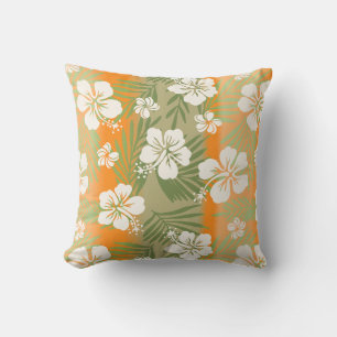 Kalani Tie Dye Tropical Hibiscus Omkeerbaar - Tan Buitenkussen