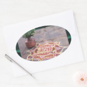 Kalas Vase swastika rangoli indian bruiloft Symbol Ovale Sticker (Envelop)