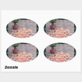 Kalas Vase swastika rangoli indian bruiloft Symbol Ovale Sticker (Vel)