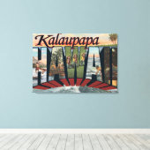 Kalaupapa, Hawaii - Grote lettertjes Canvas Afdruk (Insitu (Houten vloer))