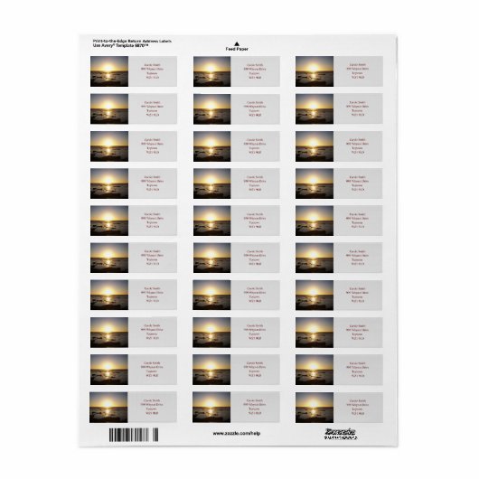 Kalbarri Beach Sunset Return Address Labels (Full Sheet)