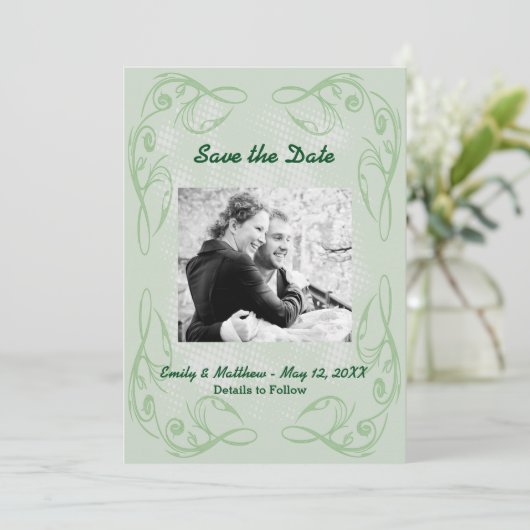 Kale Abstracte Zwirlgrens sparen de Datum Vaste Ka Save The Date (Staand voorkant)