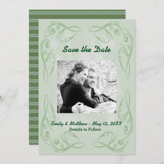 Kale Abstracte Zwirlgrens sparen de Datum Vaste Ka Save The Date (Voorkant / Achterkant)