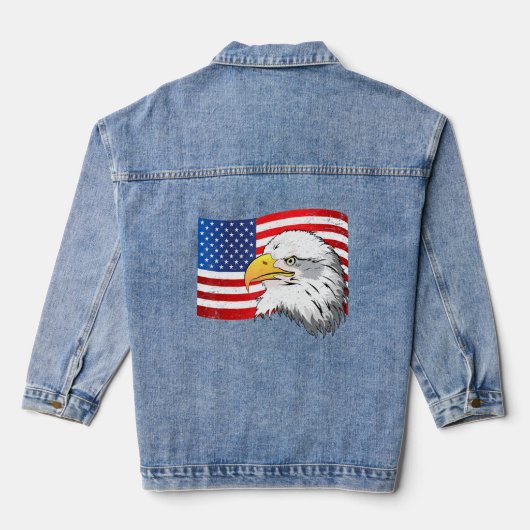kale adelaar Amerikaanse vlag Denim Jacket (Achterkant)