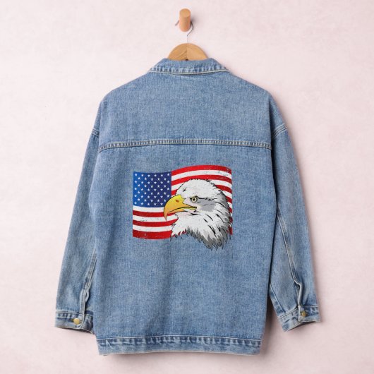  kale adelaar Amerikaanse vlag Denim Jacket (Hangar)