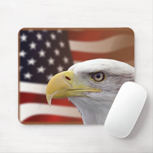 Kale adelaar & Amerikaanse vlag Muismat (Met muis)