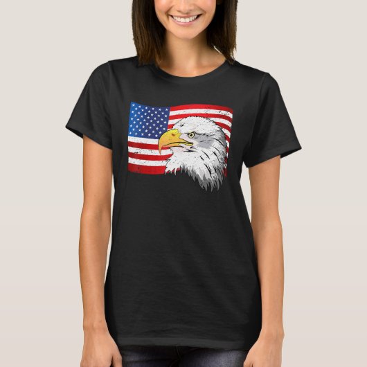 kale adelaar Amerikaanse vlag T-shirt (Voorkant)
