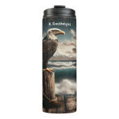 Kale adelaar boven stormachtige kust thermosbeker (Voorkant)