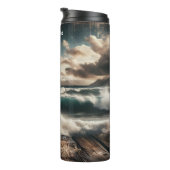 Kale adelaar boven stormachtige kust thermosbeker (Geroteerd rechts)