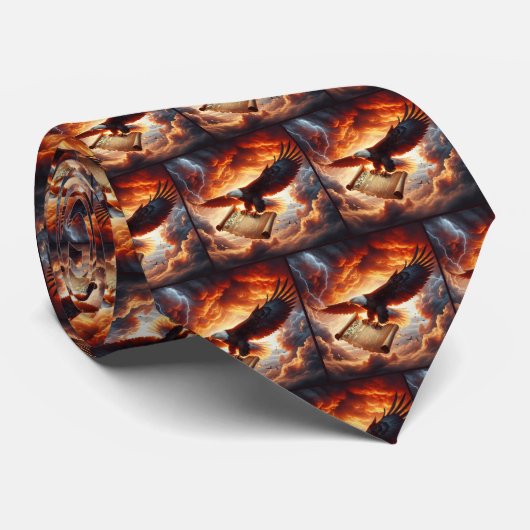 Kale adelaar die de Amerikaanse grondwet vasthoudt Stropdas (Opgerold)