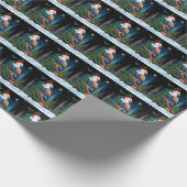 Kale adelaar draagt Santa Hat Winter Scene Vakanti Cadeaupapier (Hoek)