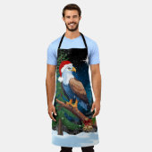 Kale adelaar draagt Santa Hat Winter Scene Vakanti Schort (Gedragen)