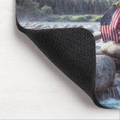 Kale adelaar en Amerikaanse vlag op een Cairn Muismat (Hoek)