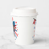 Kale adelaar en levendige sterren en strepen beker (Links)