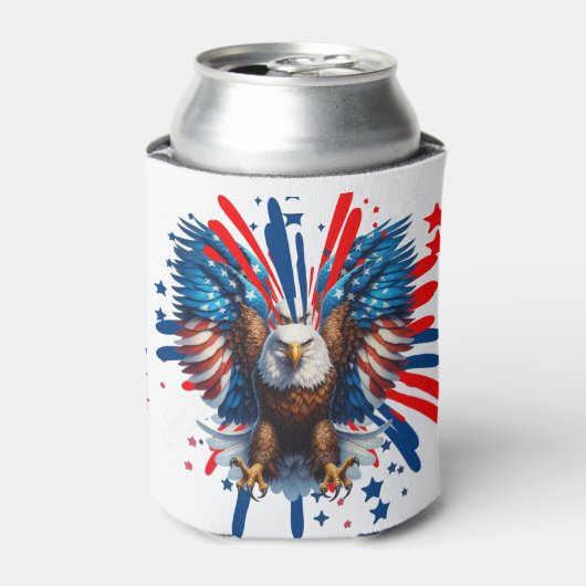 Kale adelaar en levendige sterren en strepen koele blikjeskoeler (Blikje Voorkant)