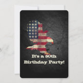 Kale adelaar en vlag op zwarte 50e verjaardag kaart (Voorkant)