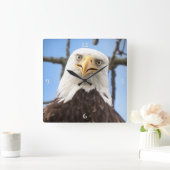 Kale adelaar gezicht grappige beeldende kunst foto vierkante klok (Huis)