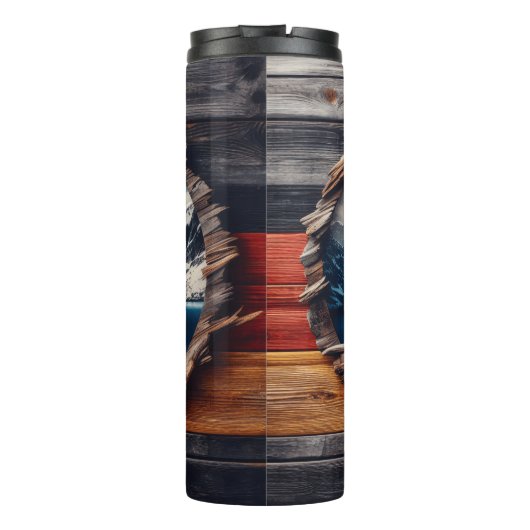 Kale Adelaar Ingelijst In Mountain Scene Thermosbeker (Achterkant)