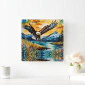 Kale adelaar Jacht in wilde bloemen Vierkante Klok (Huis)