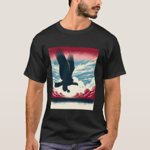 Kale adelaar jacht met vlag in hemel lange mouw T T-shirt