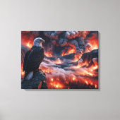 Kale Adelaar Kijkend naar een Mountain Wildfire Canvas Afdruk (Voorkant)