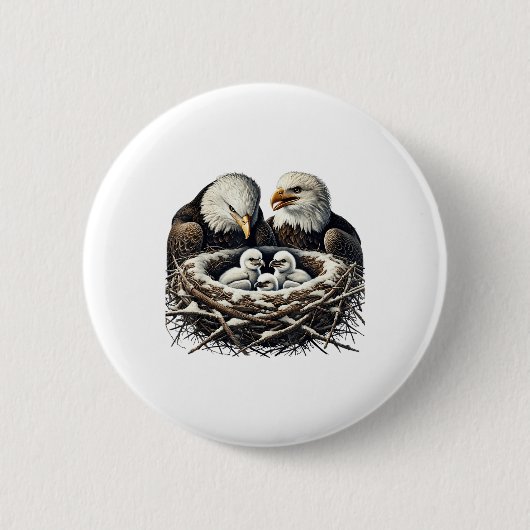 Kale Adelaar Mam Pap Drie Adelaar Kuikens Baby's I Ronde Button 5,7 Cm (Voorkant)