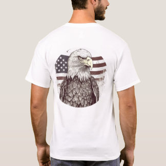 Kale adelaar met Amerikaanse vlag cirkel T-shirt