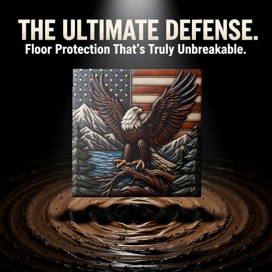 Kale adelaar met Amerikaanse vlag en bergen Tegeltje