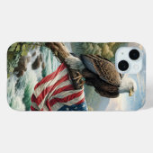 Kale adelaar met Amerikaanse vlag op boomtak Case-Mate iPhone Case (Achterkant (horizontaal))