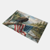 Kale adelaar met Amerikaanse vlag op boomtak Deurmat (Schuin)